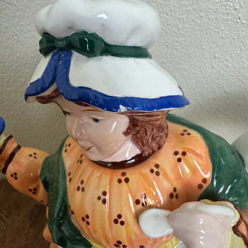 DEPT 56 Storybook Little Miss Muffet‎ Teapot 4 Cups Hand Painted Nursery Rhyme
